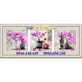 Tranh gắn đá hoa lan 3 bức